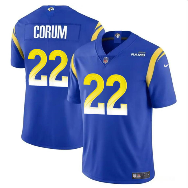 Youth Los Angeles Rams #22 Blake Corum Blue 2024 Draft Vapor Untouchable Football Stitched Jersey